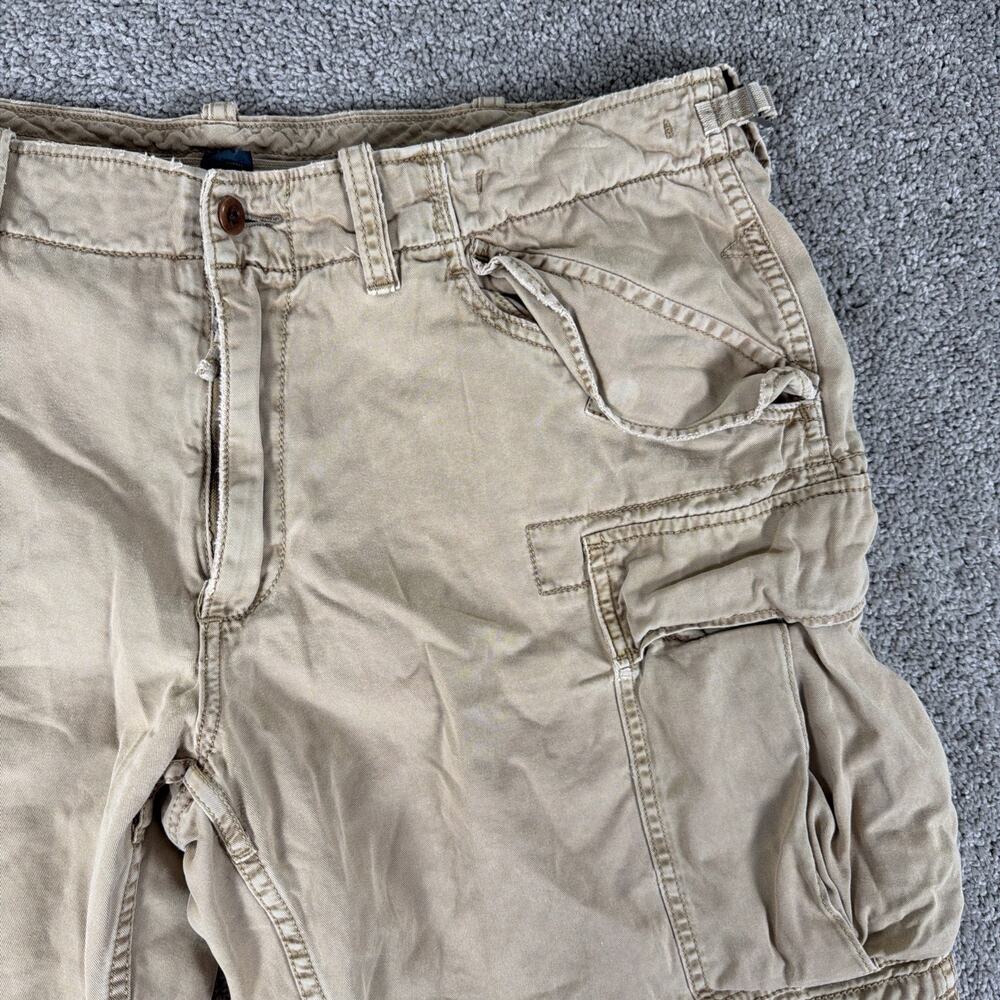 Vtg Polo Ralph Lauren Cargo Shorts Mens 40 Khaki 90s Paratrooper Grunge 9" Baggy - Picture 4 of 12